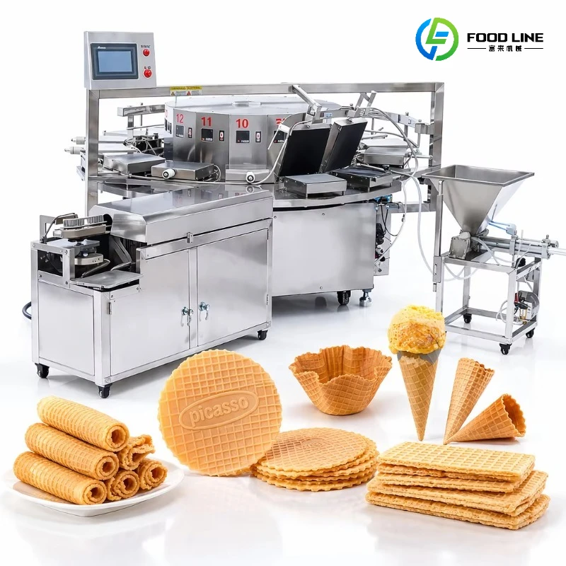 2026 Automatic Industrial Waffle Cone Egg Roll Maker Wafer Stick Machine Turntable Baking Production Line Equipment Customized