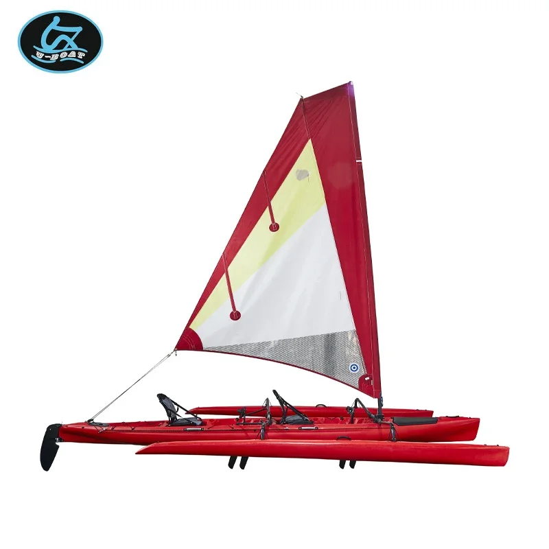 U-boat High quality plastic hand free trimaran ocean pedal drive sailboat with rudder system