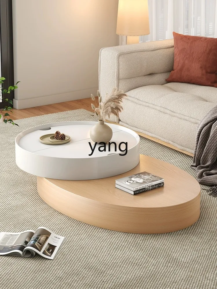 

Yjq Coffee Table Living Room Home Multifunctional Storage Tea Table Special-Shaped Designer Solid Wood round Coffee Table