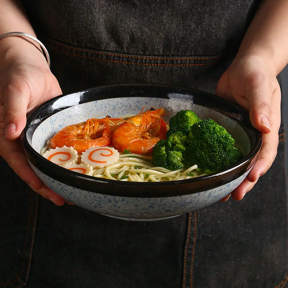 Japanese Edo Pattern Ceramic Plate Dishwasher Microwave Oven Freezer Safe Multi-Function Food Serving Platter for Birthday Party
