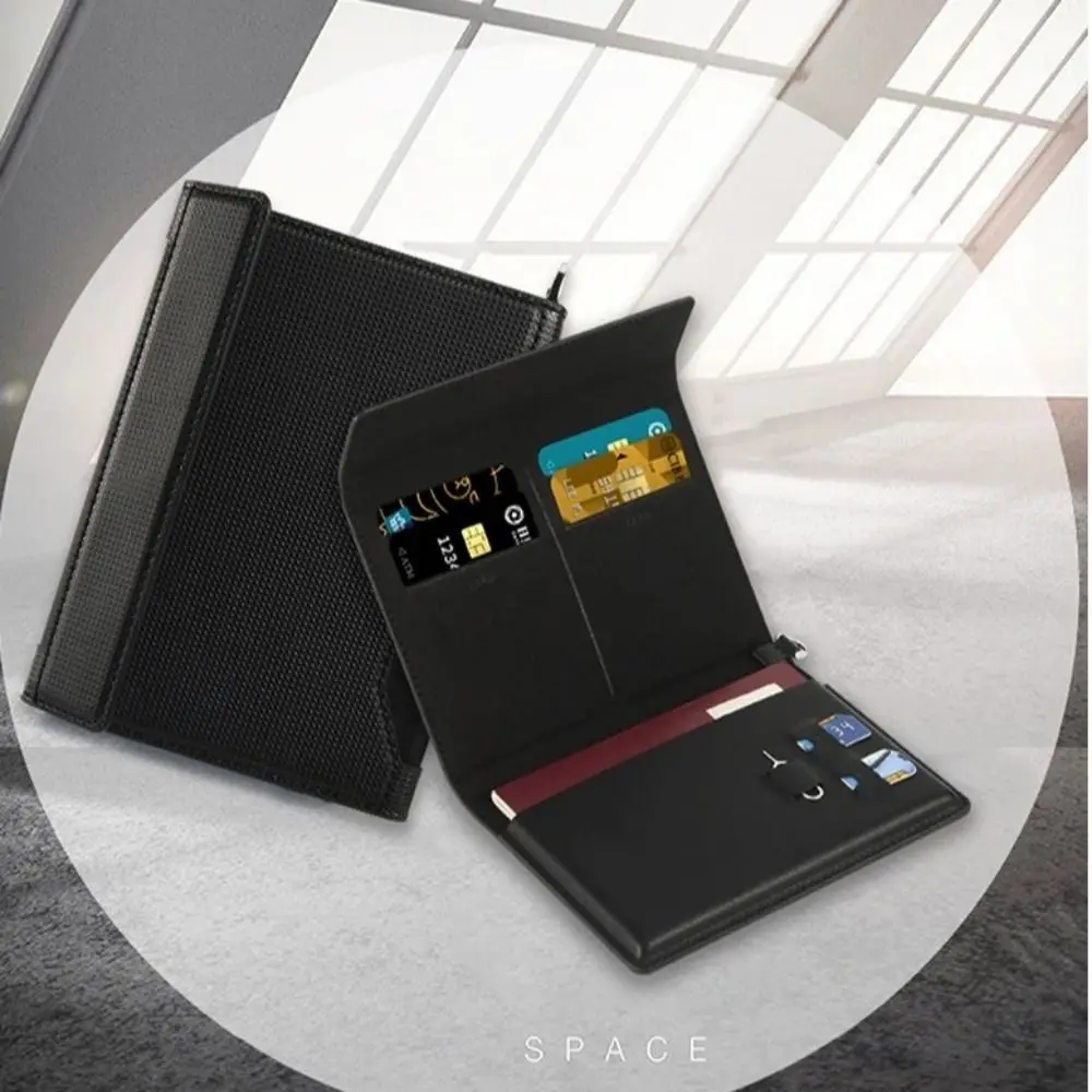 

Women Men Solid Color Passport Holder Ticket Slot Clip Design Passport Cover Leather RFID Blocking Credit Holder Travel Use