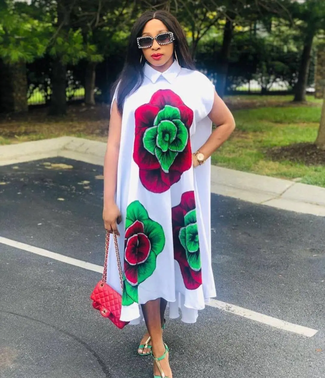 Africa Oversize Dress Europe and America Women's Clothing Manufacturers Direct Sales Summer  Large-size Printed Long Dress