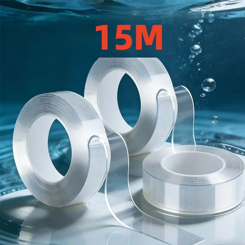 3/5/10/15m Nano Double-Sided Tape, Super Strong Waterproof, Transparent, Traceless, Thickened, Reusable Decorative Tape, Household Fixing Tool, Party Scene Decoration, DIY