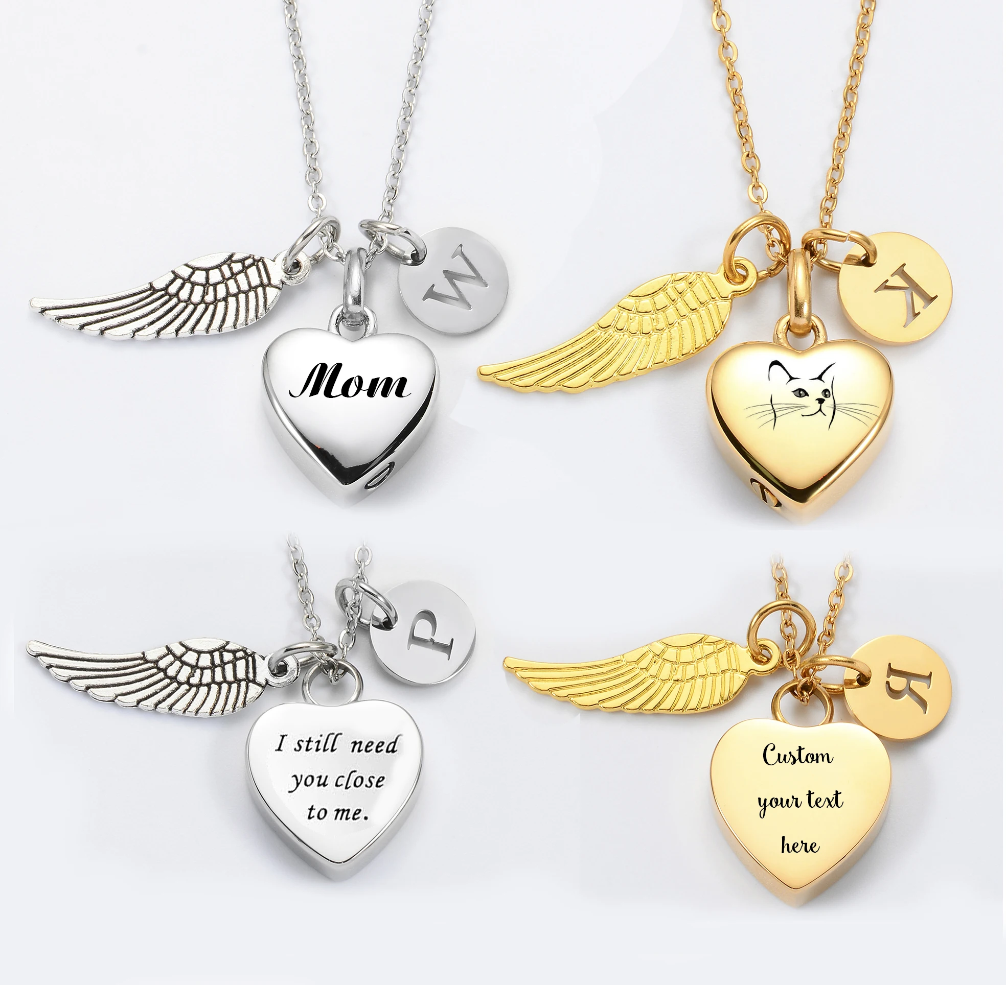 

Personalized Stainless Steel Heart Urn Necklace for Ashes Urn Jewelry with 26 Letter Initial Charm Waterproof Memorial Jewelry