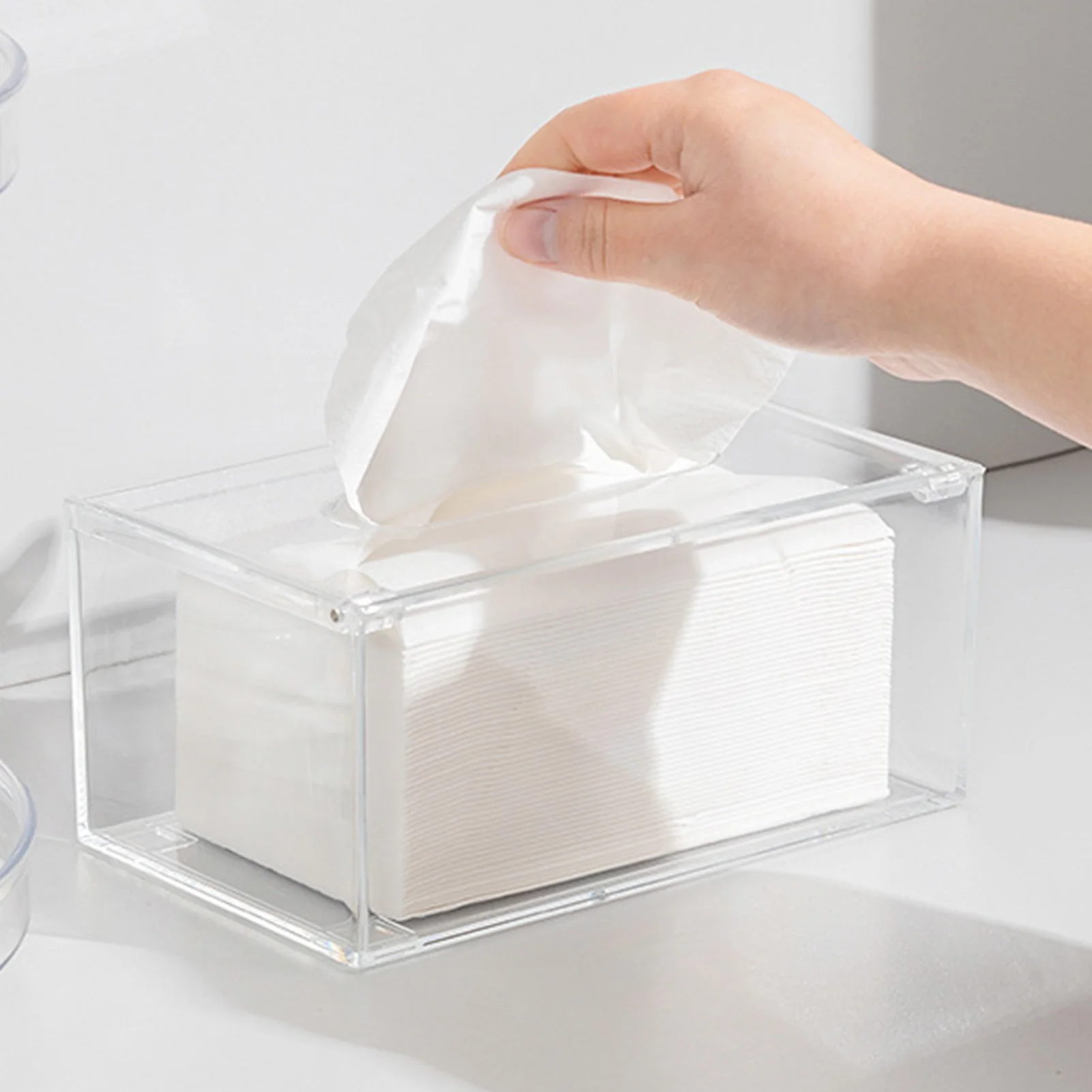 Taschentuchbox-Abdeckung, transparent, rechteckig, Acryl, Serviettenbox-Halter für Wohnzimmer, Schlafzimmer, Restaurant