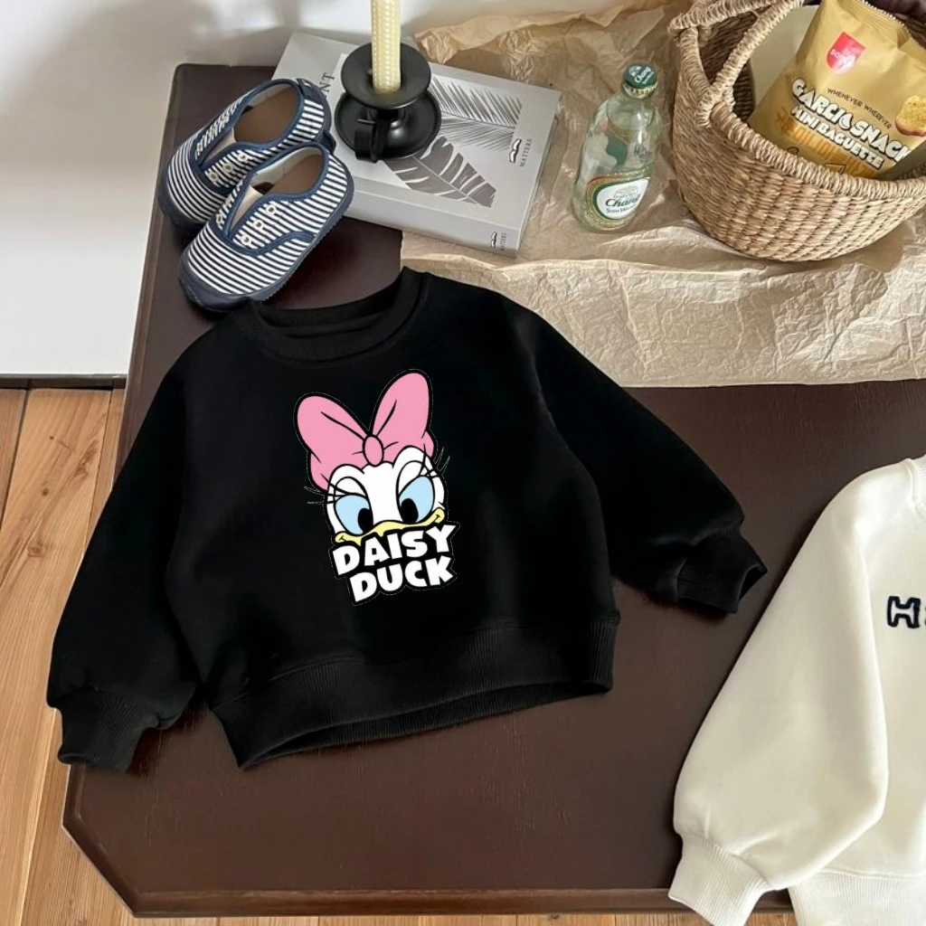

Girls Sporty Loungewear Child Daisy Duck Themed Sweatshirt Fashion Cartoon Print Stylish Casual Costume For Baby Girls Apparel