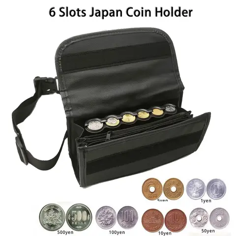 Portamonete coreano giapponese a 6 slot Marsupio in pelle PU Dispenser di monete Organizzatore per cassiere Conducente Cameriere Denaro Conservazione sicura