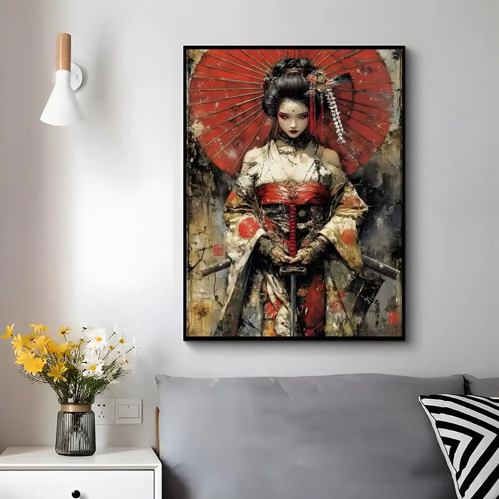 Artistic Concept J-japanese female samurai Poster Trendy Aesthetic Wall Decor for Dorm & Bedroom