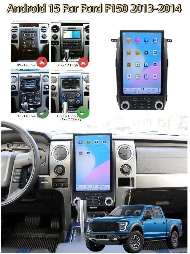 Android 13 For Ford F150 2013-2014 Car Radio Multimedia Player Wireless Carplay  GPS Navigation Stereo BT DSP WIFI Built-In 360