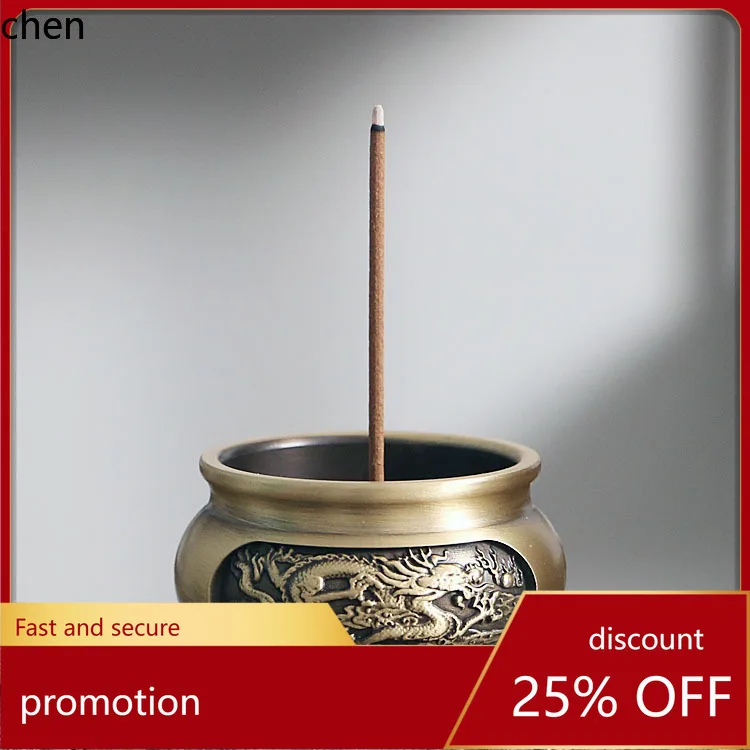 

Cz mini tripod carved copper incense burner all-copper chinese style dragon and phoenix home indoor incense burner