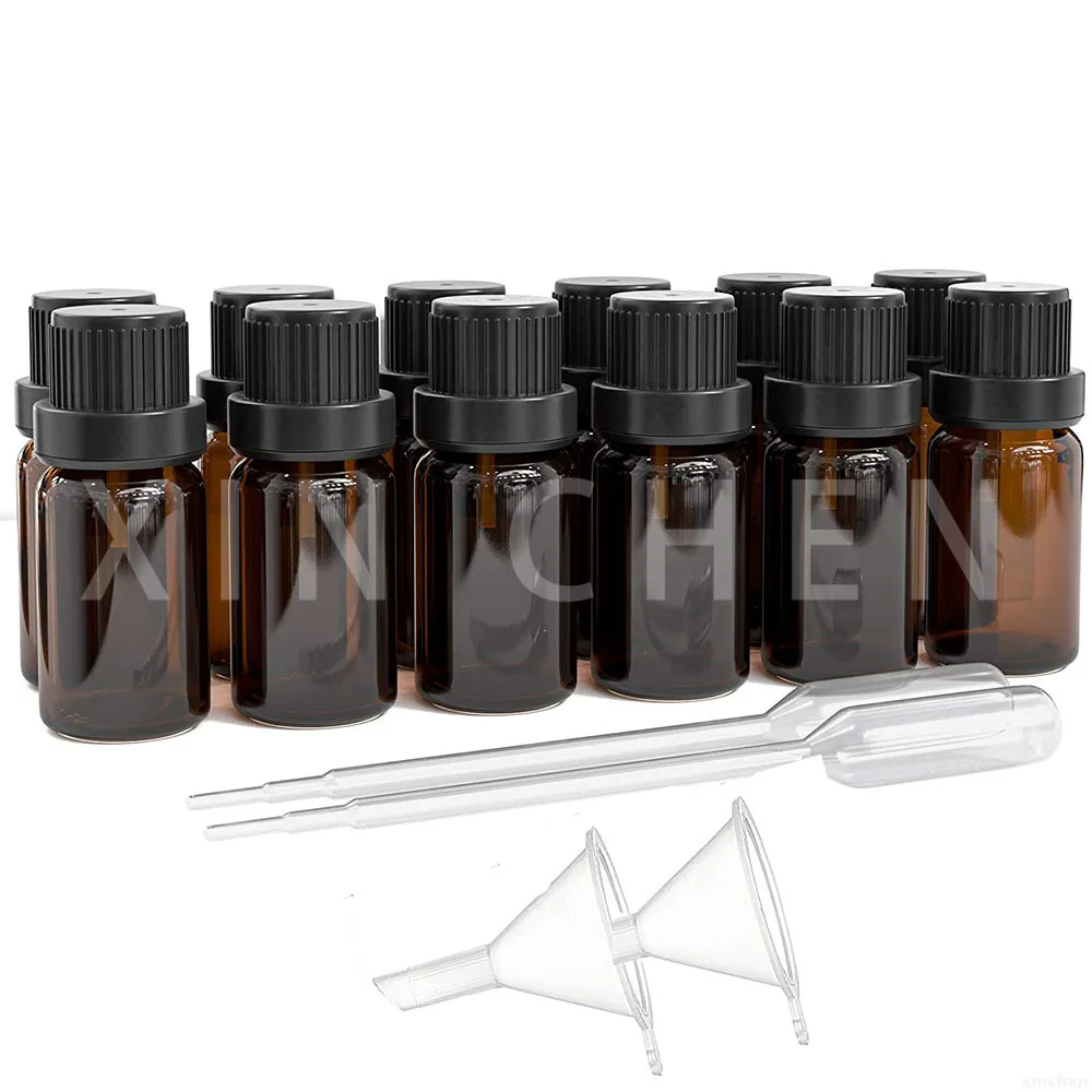 

5/10 Pcs Empty Amber Glass Bottle for Essential Oils Refillable Perfume Aromatherapy Dropper Containers 5ml 10ml 15ml 20ml 30ml