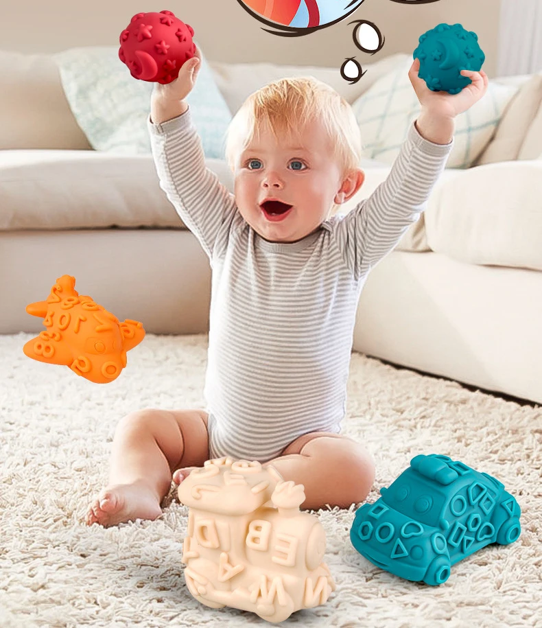 Textured Multi Ball Set Baby Toys Super Soft Develop Baby's Tactile Senses Toy Educational Early Rattle Activity Toys bath ball