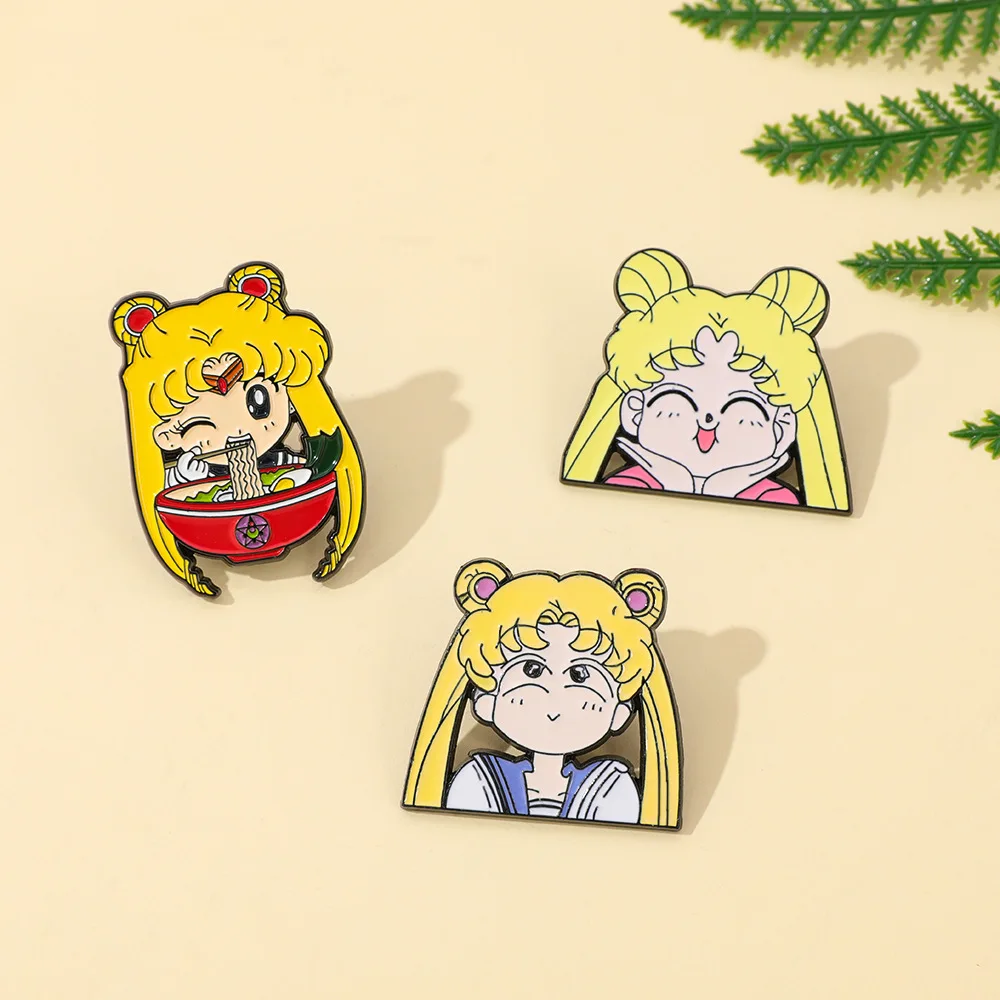 Kawaii Cartoon Girl Multiple Expression Lapel Pin Pack Anime Style Enamel Badges Unique Gift for Bag Hat Clothing Decor