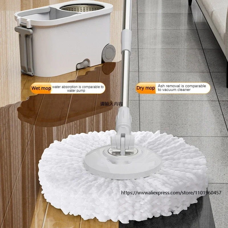 

Round Lazy Mop 360° Rotating Hand Pressing Spin Sewage Separation Wring Hand Free Mop with Bucket Home Kitchen Cleaner