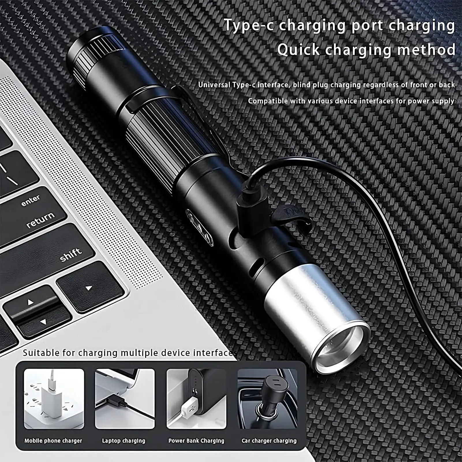 

Super Bright Flashlight LED Powerful Handheld Flashlights Rechargeable Adjustable Modes Magnetic Torch Light Lamp for Camping