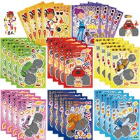 Puzzle 16Pcs Make a face Sticker DIY Sheets Parent-Child Game, Blaze Monster Machines Sticker for Kids  Boys Party Fun Favor