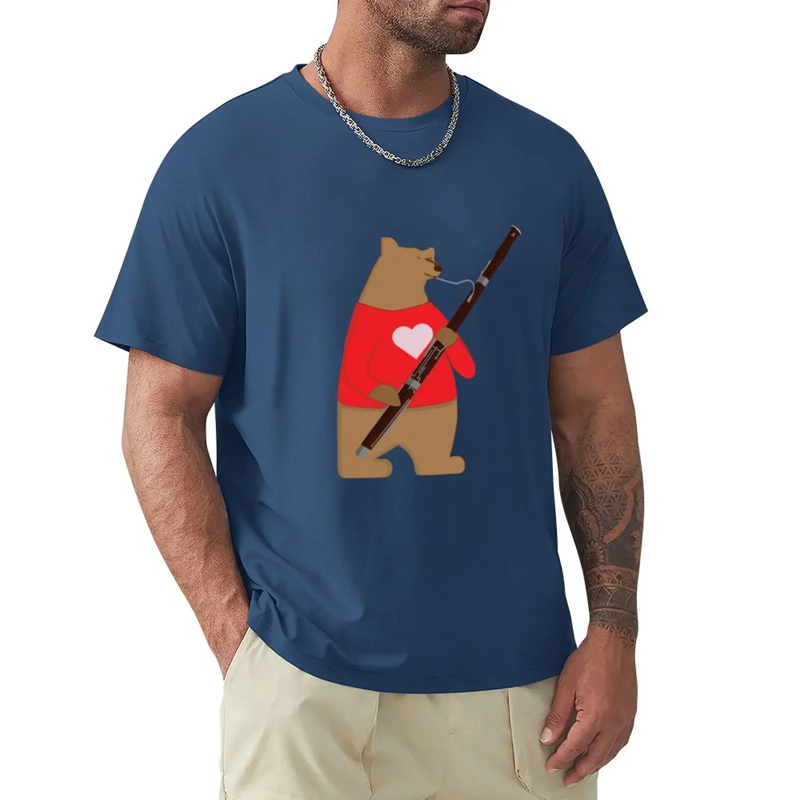 Bear playing bassoon T-Shirt tops customizeds Short sleeve tee mens graphic t-shirts big and tall