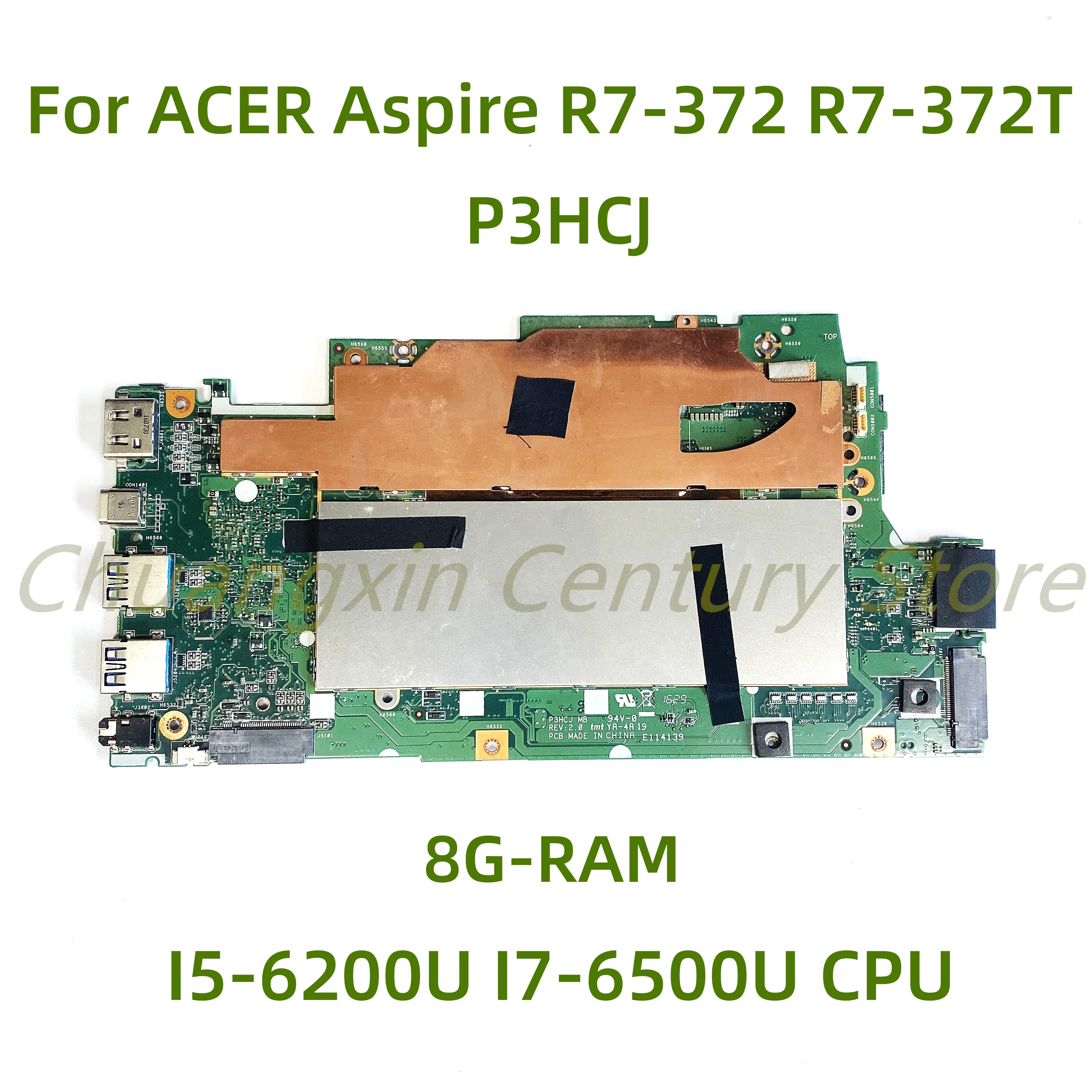 Suitable for ACER Aspire R7-372 R7-372T Laptop Motherboard P3HCJ with I5-6200U I7-6500U CPU 8G-RAM 100% Tested Fully Work