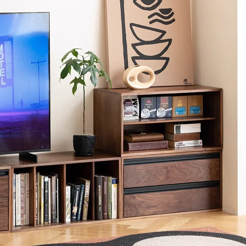 Black walnut combination cabinet, living room home TV cabinet locker