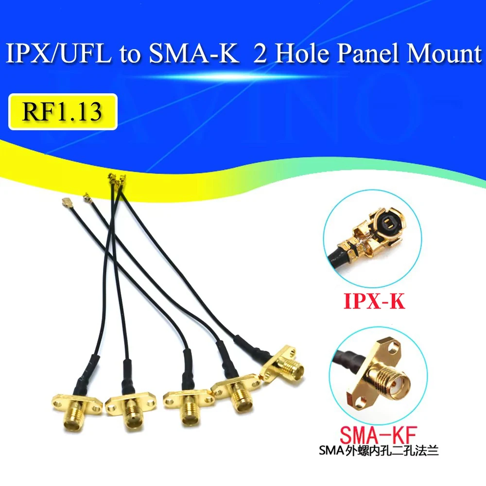 5PCS Antenna WiFi Pigtail Cable SMA Female Panel Mount to Ufl./IPX RF1.13 Cable for FPV Drone RC Model Multicopter