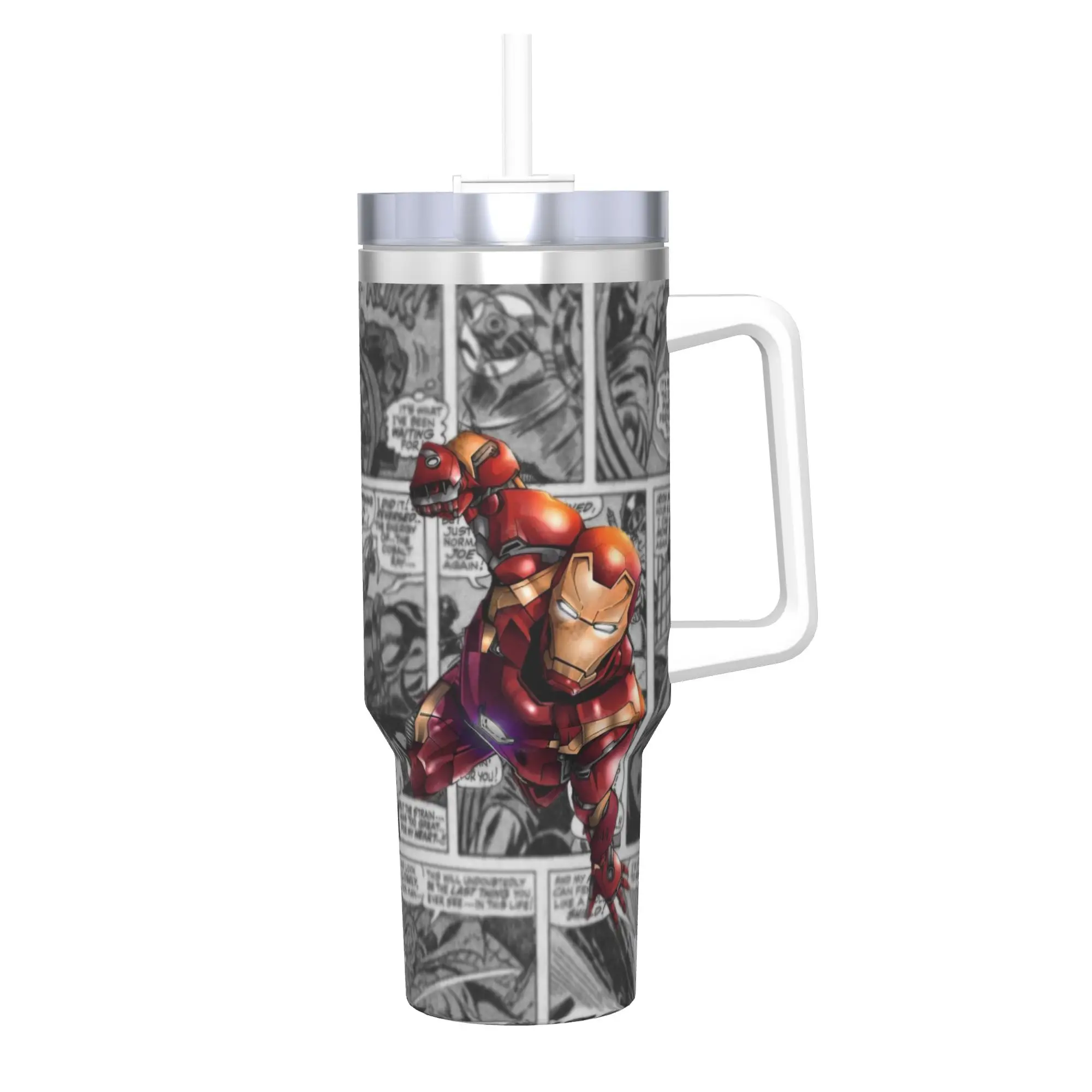 

Стакан Iron Man Ironman super Hero, 40 унций, стаканы из нержавеющей стали с двойными стенками, вакуумная изоляция, чашка с соломинкой