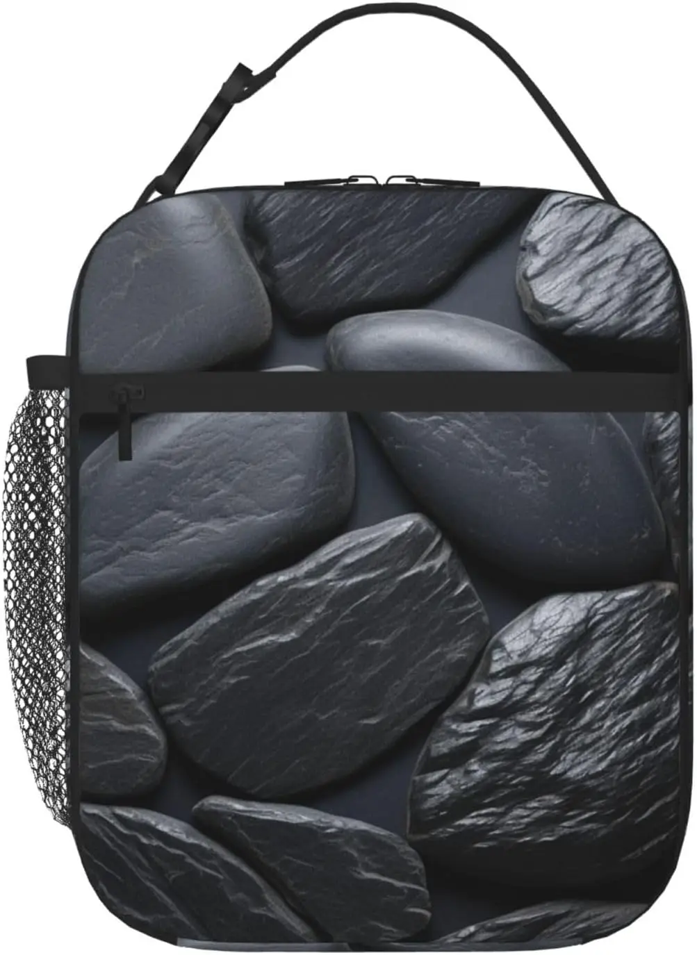 

Insulated Lunch Bag Lunch Box for Women Black Stone lunch Box with Side Pocket Durable Reusable