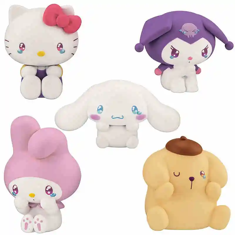 5Pcs/set Genuine Bandai Character Crying and Styling Twisted Egg Sanrio Kuromi My Melody Hello kitty Figure Model Toys Gift