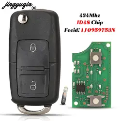 Jingyuqin 2 Bottoni Per VW Golf Mk6 Jetta Polo Scirocco Skoda Octavia Seat Altea FOB 434 MHz ID48 Chip 1J 0959753 N Chiave per auto remota