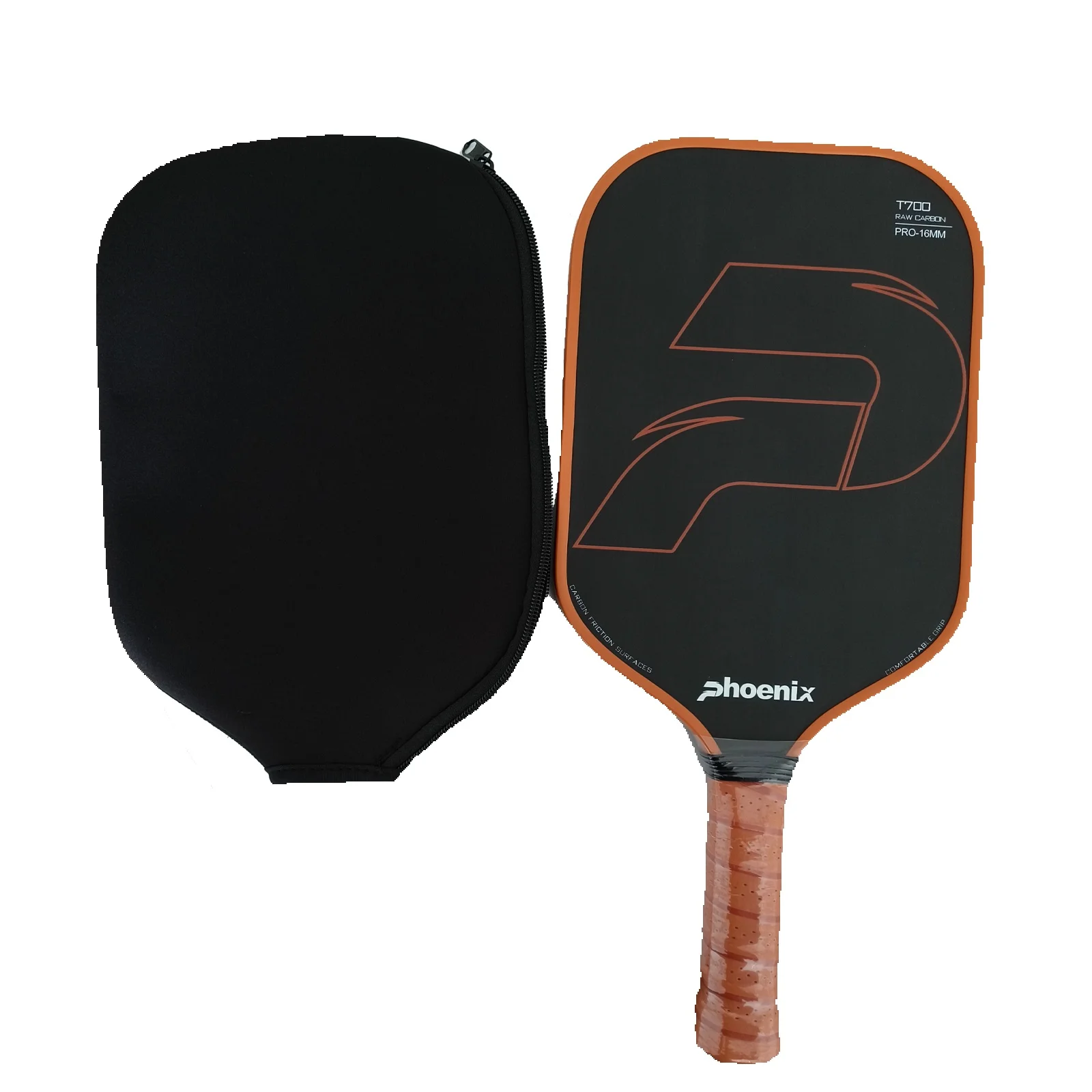 

paddle Toray T700 Carbon Fiber Pro 16mm Competition Carbon Friction Surface Raw Carbon CFS Comfort Foam Grip pickleball