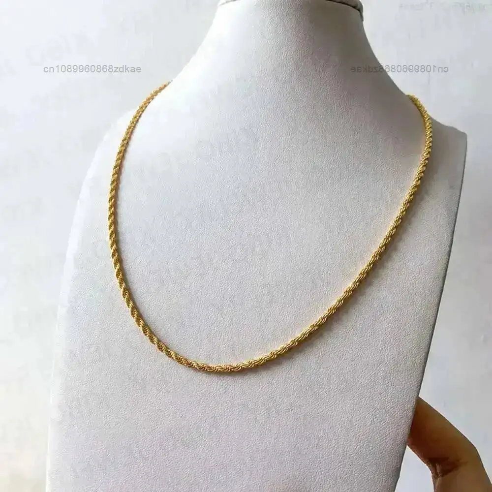 Wholesale Pure Gold Filled Real Solid 24k Solid Gold for Men Rope Link Chains for Mens Hip Hop Necklace