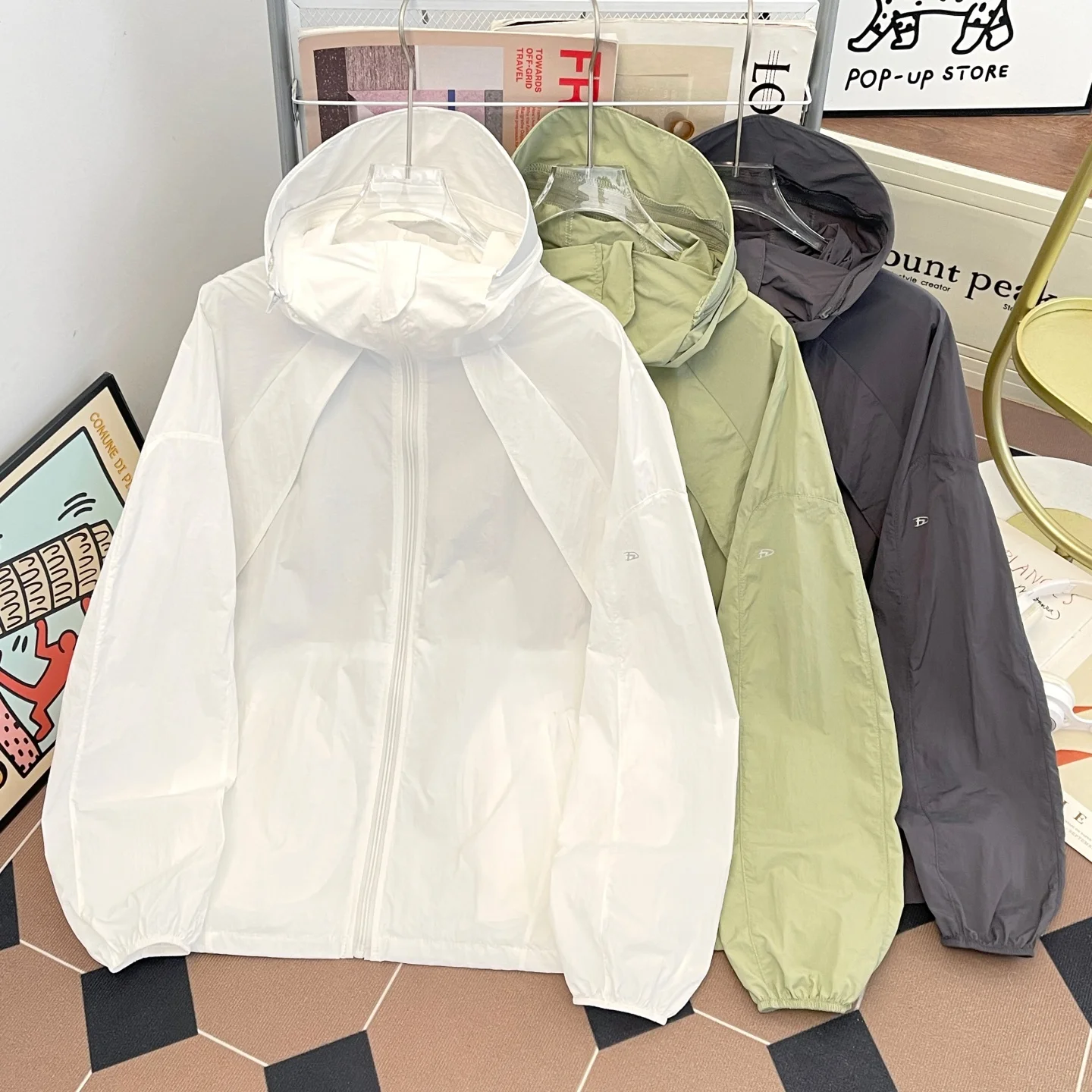 

Men's Summer Thin Breathable Hat UV Protection Fishing Clothes Couple's Outerwear Ice Silk Loose Fit Long Sleeve Zipper Closure