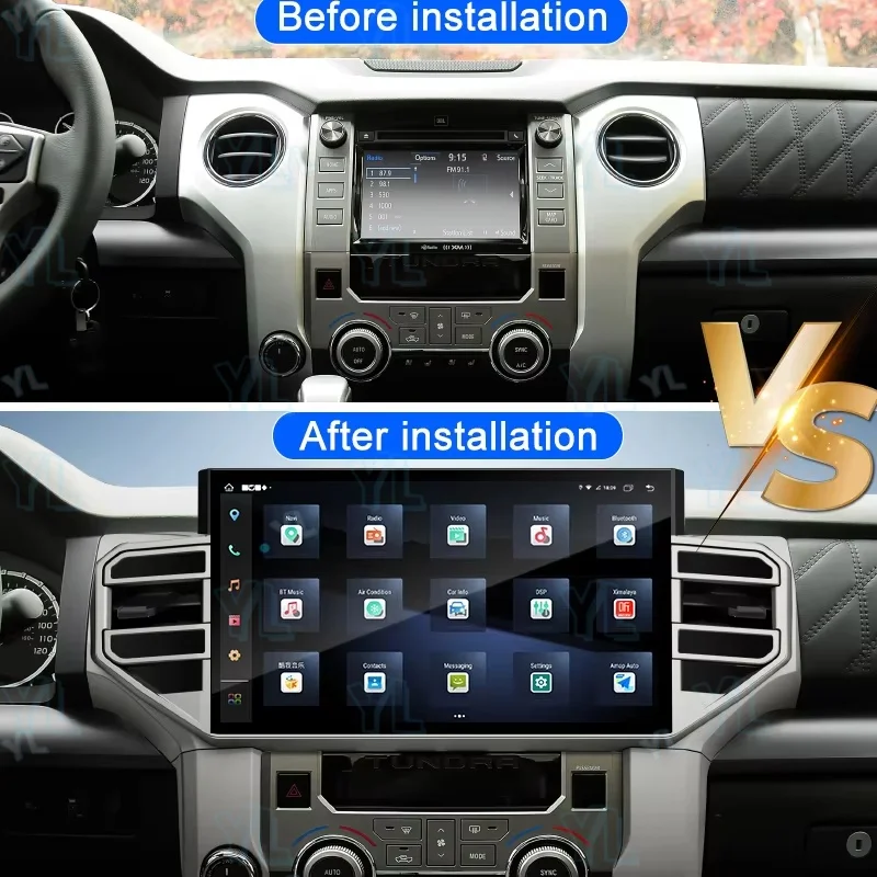 

14,6-дюймовый автомобильный радиоприемник Android 13 для Toyota Tundra Sequoia 2014-2019, мультимедийный плеер, GPS-навигация, IPS стерео Carplay, головное устройство
