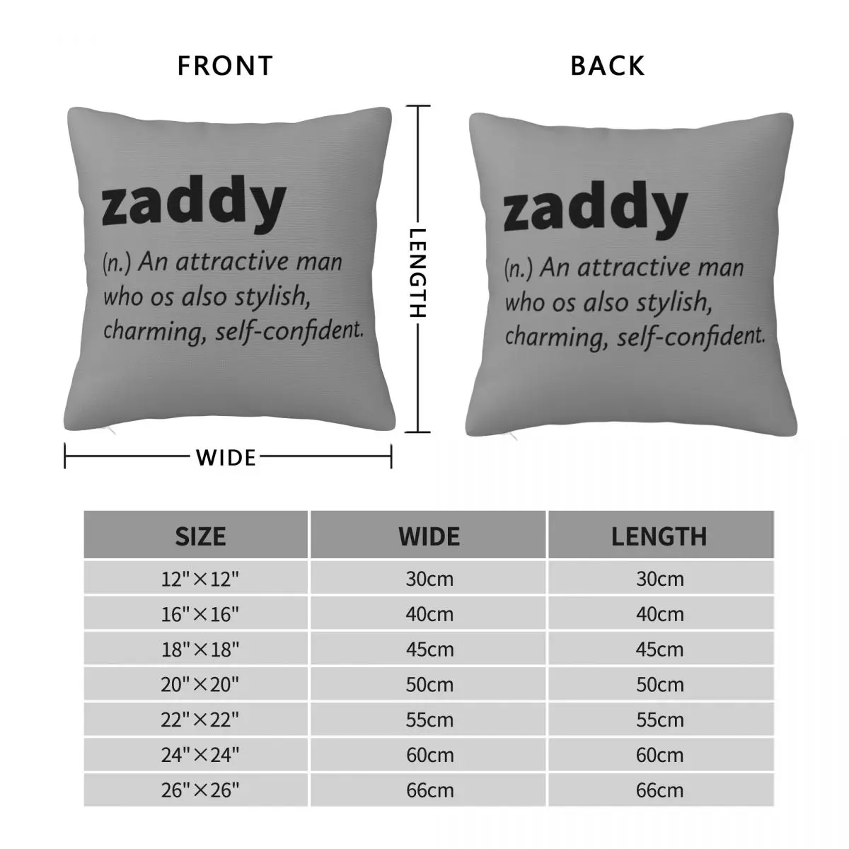 Zaddy Definition Square Pillowcase Polyester Linen Velvet Creative Zip Decor Throw Pillow Case Bed Cushion Cover