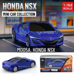 Scale 1/64 Mini Car Model, HONDA NSX Blue Replica Miniature Art Vehicle Metal Diecast Collectible Toy for Kid Boy