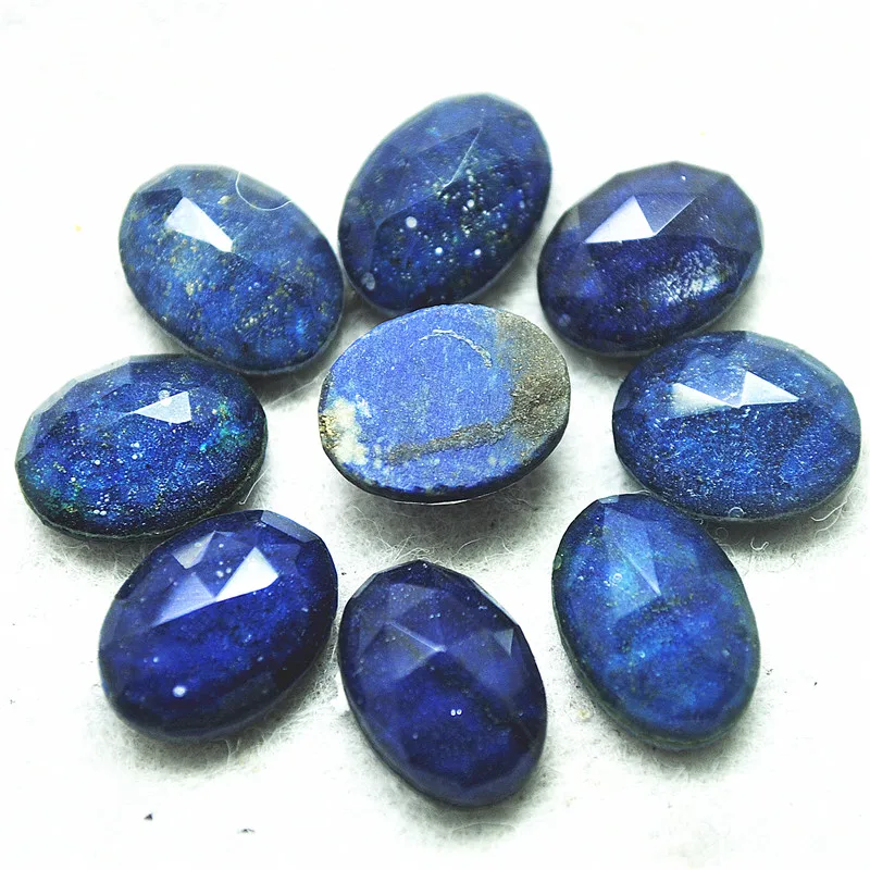 

5PCS Natural Faceted Lapis Lazuli Stone Cabochons DIY Jewelry Accessories Size 10X14MM Oval Shape Bead Cabs Free Shippings