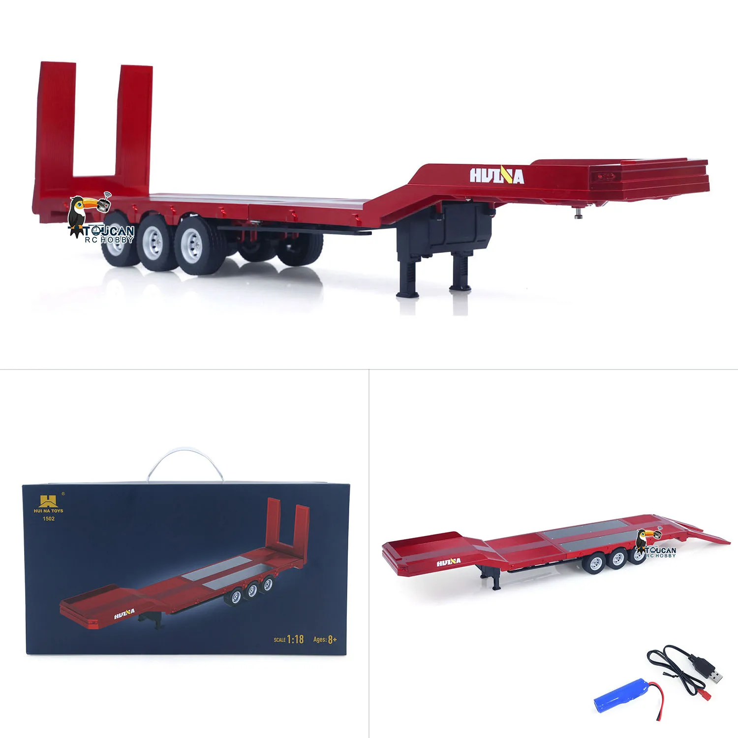

RC Trailer HUINA 1502 1/18 RC Flatbed Semi Trailer for 1/18 HUINA 1501 770s RC Tractor Truck RC Cars Vehicle Model RC Toys