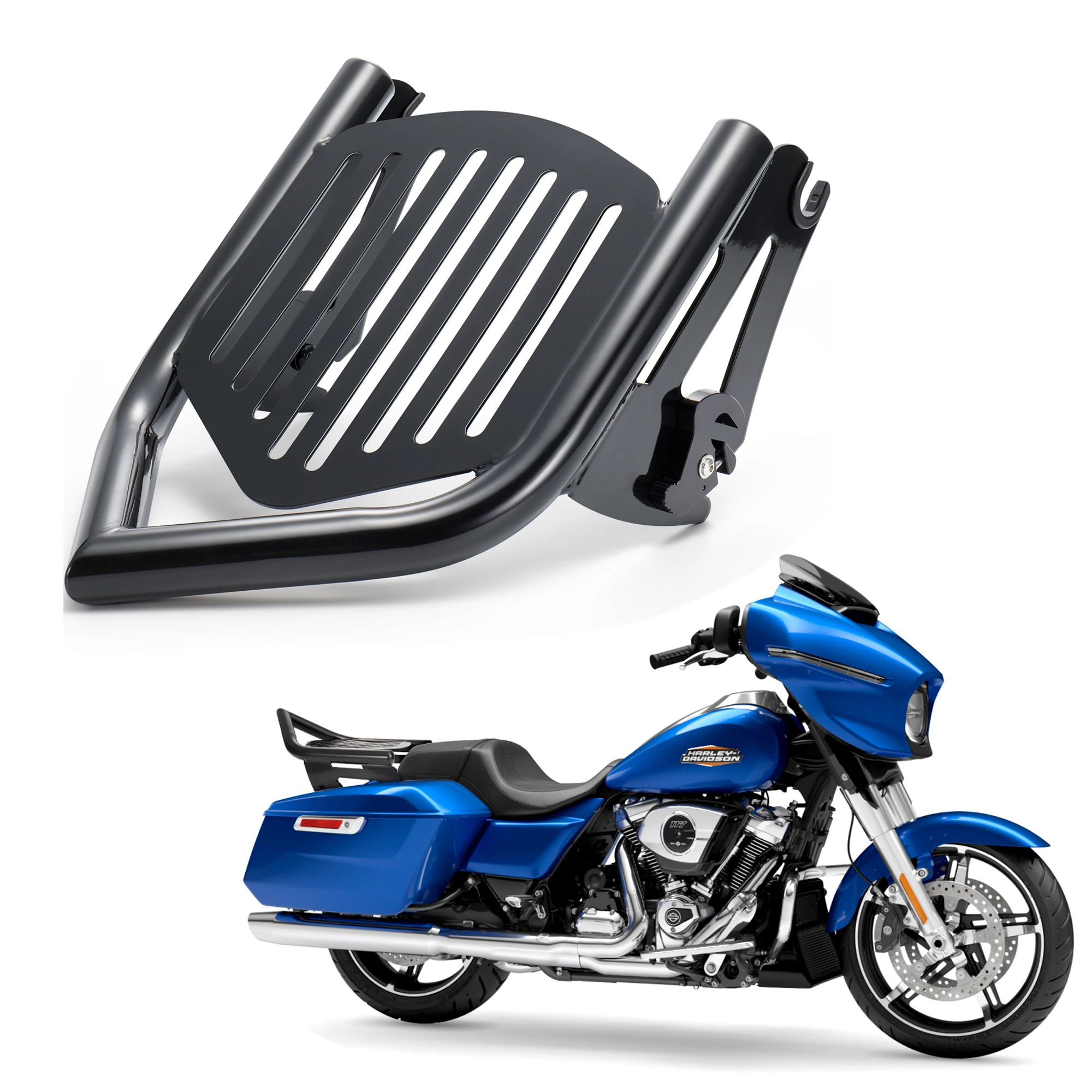 

Touring Luggage Rack for Harley 2009-Up Road Glide Road King Street Glide Electra Glide, Black/Chrome
