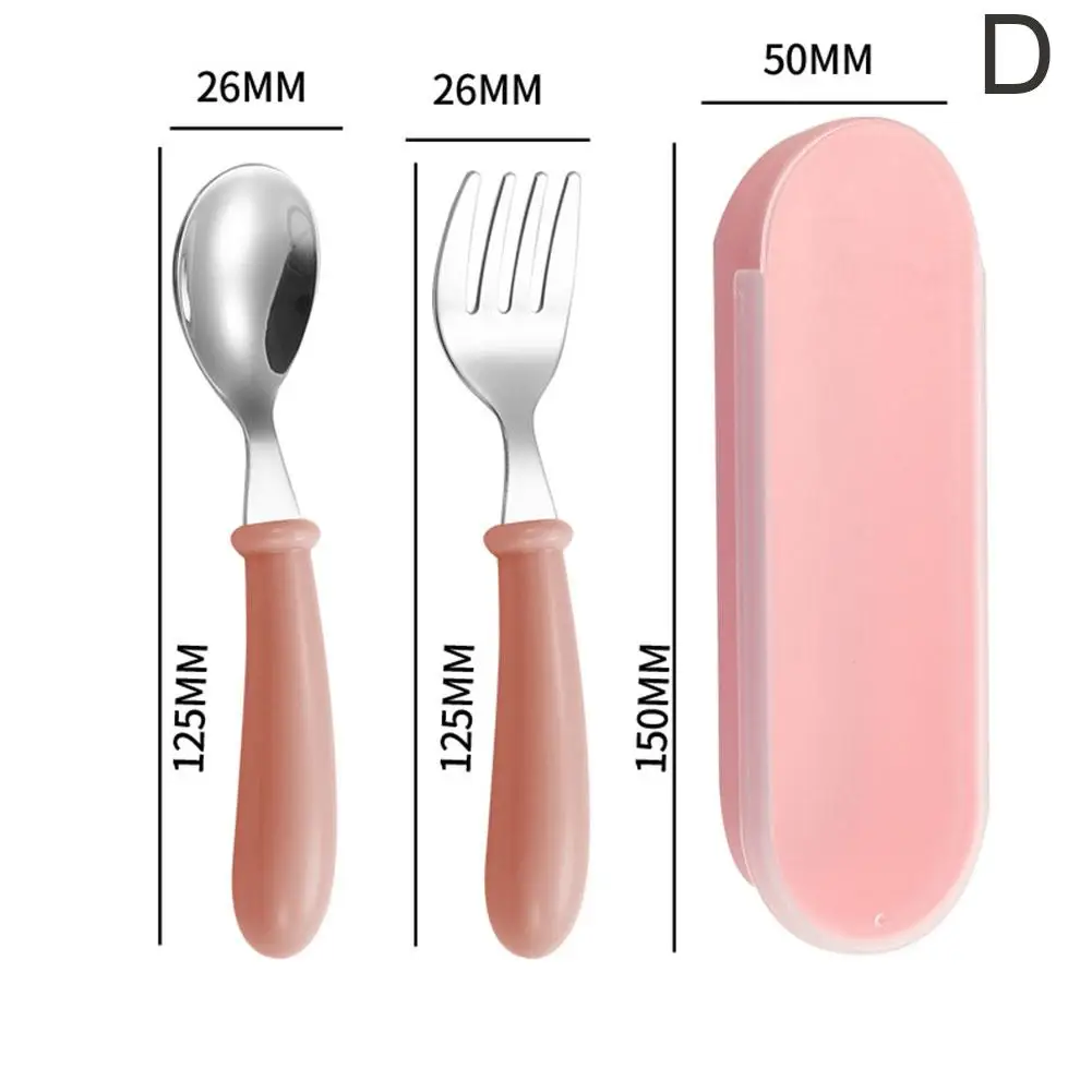 Children Spoon Forks Box Kids Stainless Steel Kids Feeding Utensils Dinnerware Cutlery Baby Baby Cutlery Portable Tableware E6L1