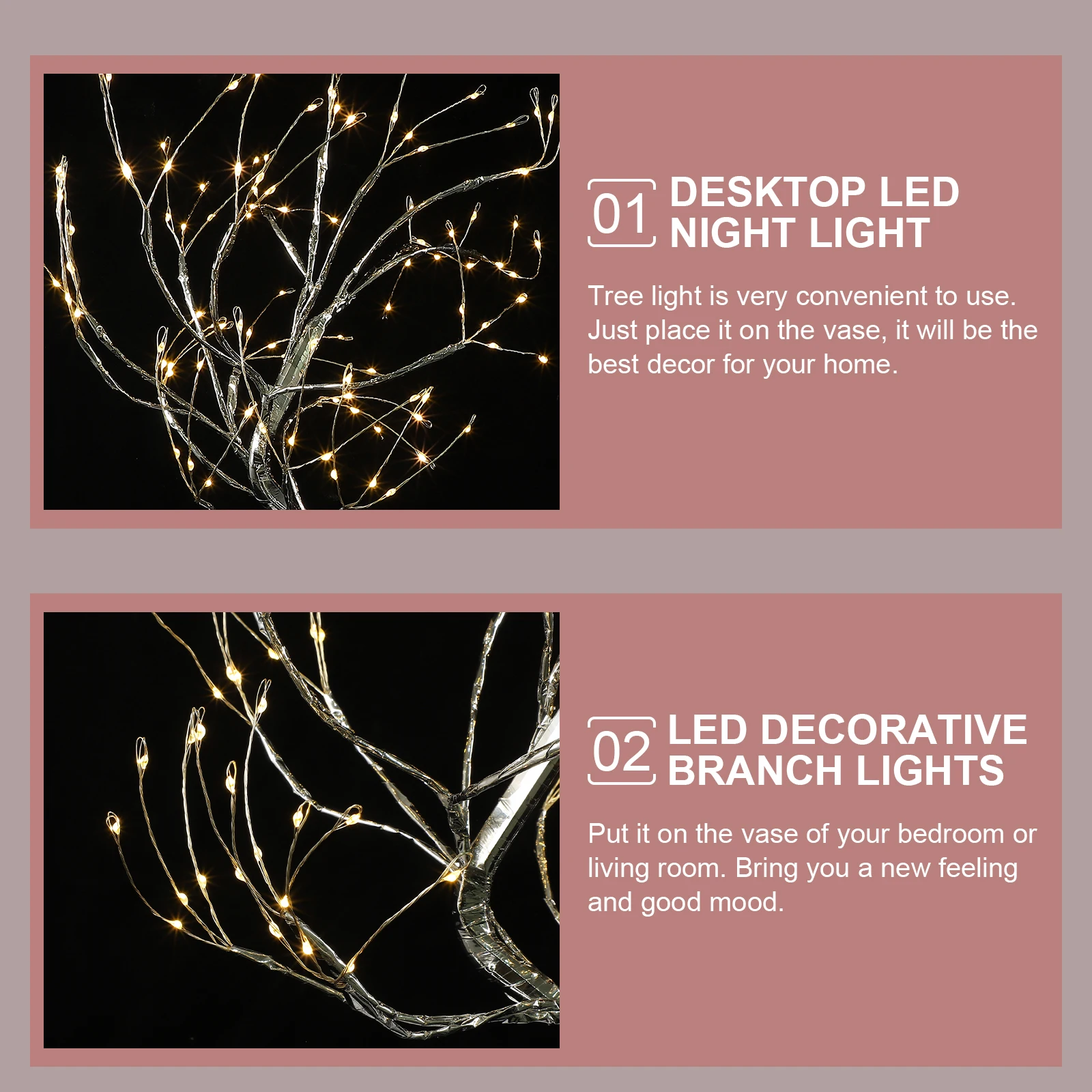 

Desktop LED Night Light Tree Lamp Bonsai Twinkling Branches Lights Decor Christmas Plant Home Ornament Energy Saving