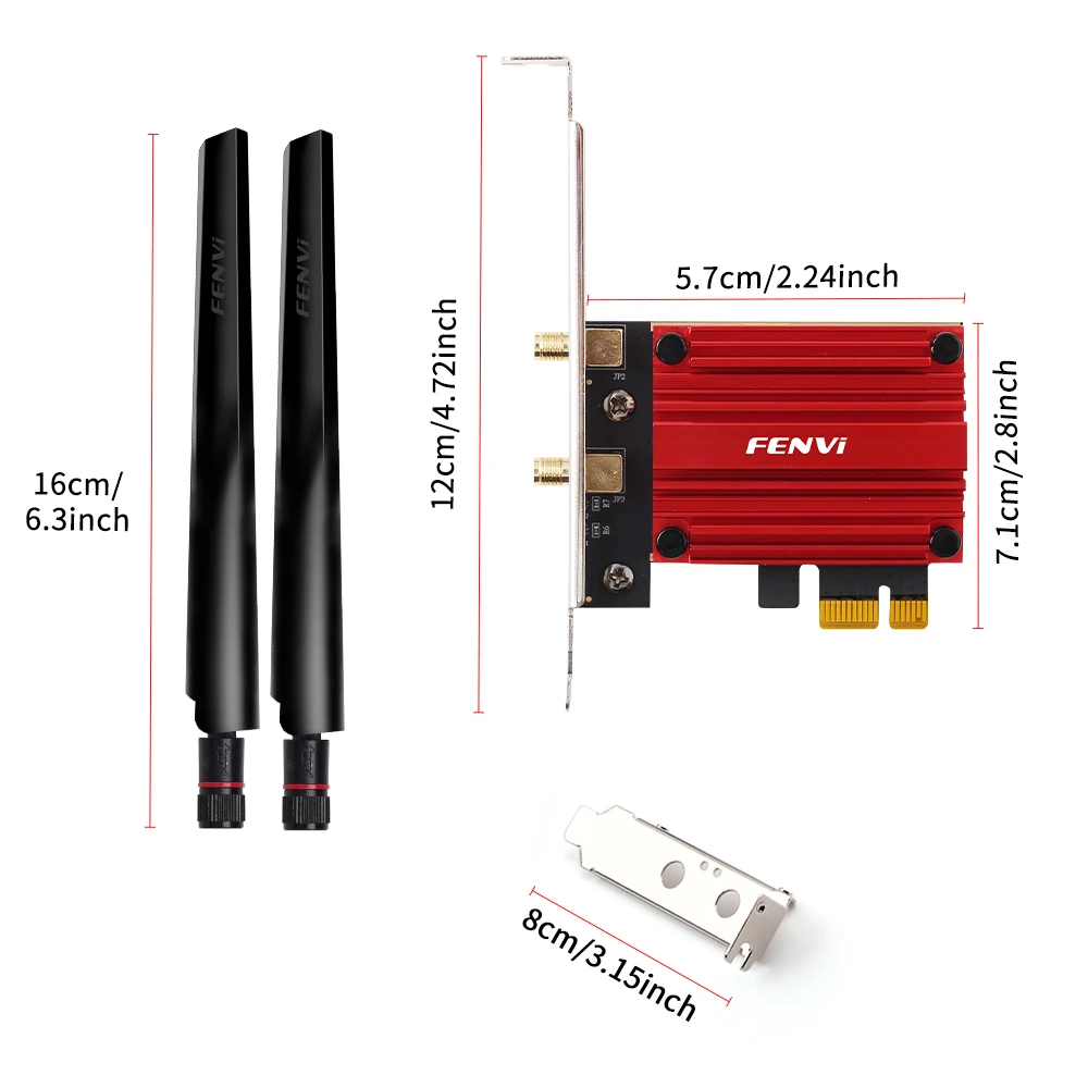 Fenvi wifi 6e ax210 bt5.3 adaptador wi-fi sem fio 802.11ax placa de rede antena ajustável para win 10/11 desktop pc