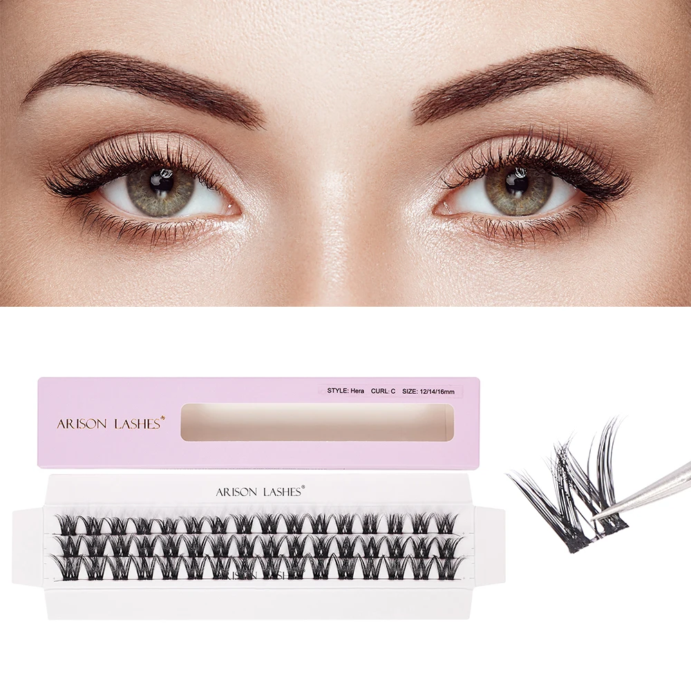 ARISON DIY Eyelash Extension Segmented Flase Lashes Dramatic Lash Bundles Soft Ribbon Strip Clusters Eyelashes Makeup Tools