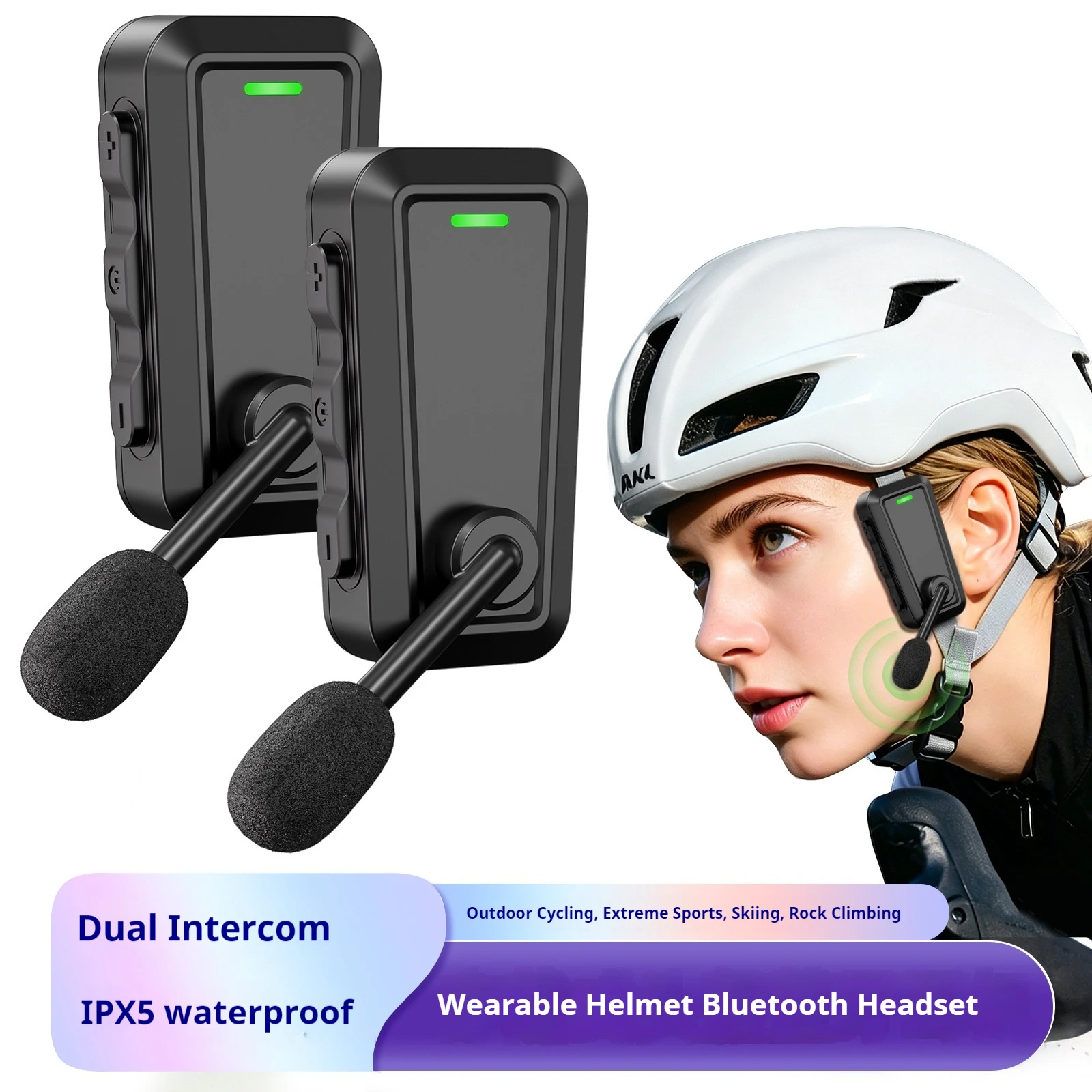 C10 Wireless Bluetooth Helmet Intercom Headset Ipx5 Waterproof Noise Reduction Music Share Outdoor Cycling Skiing Climbing