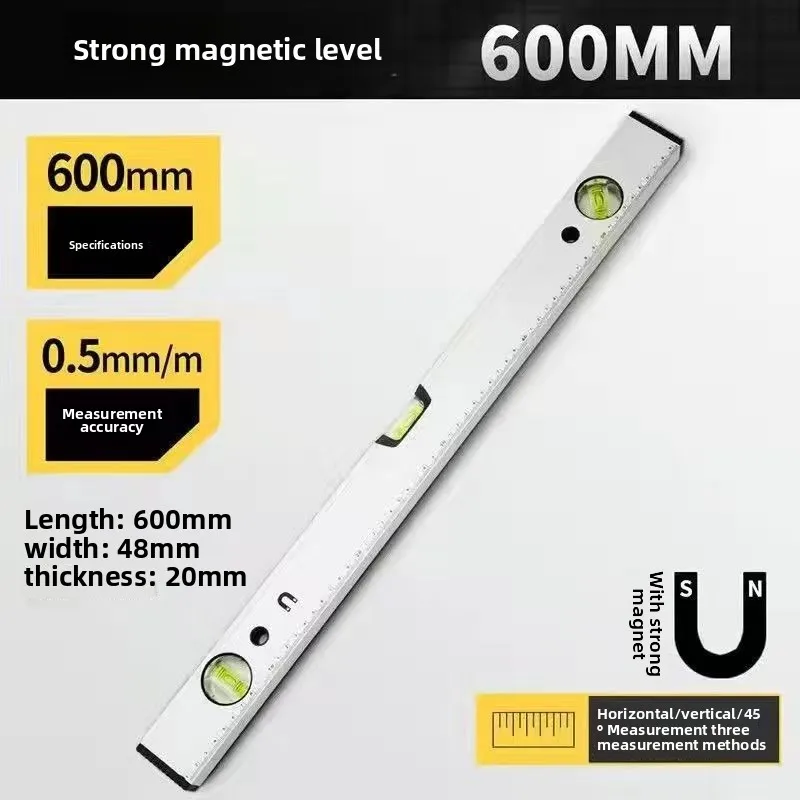 Магнитный торпедный уровень Duty, алюминиевый 3-флаконный противоударный пузырьковый уровень высокой видимости, инструмент для строительства, обработки металла