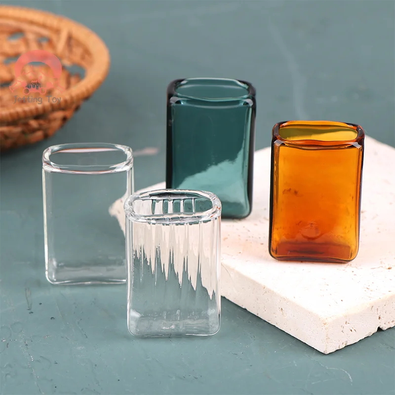 

Dollhouse Miniature Glass Vase Candy Jar Storage Bottle Rectangular Vase Model Kitchen Decor Toys