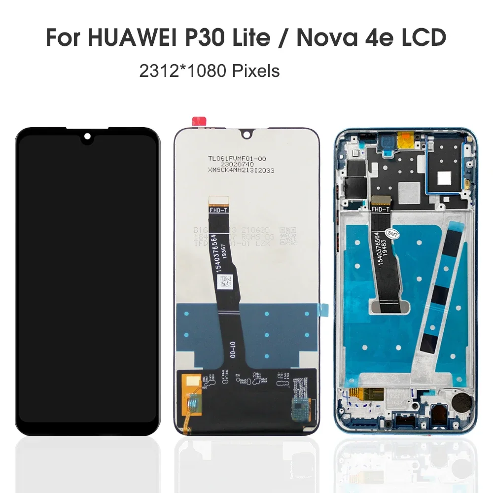 6.15\'\'For HUAWEI P30 Lite For Nova 4E MAR-LX1 AL00 LX2 LX3 LX1A LCD Display Touch Screen Digitizer Assembly Replacement