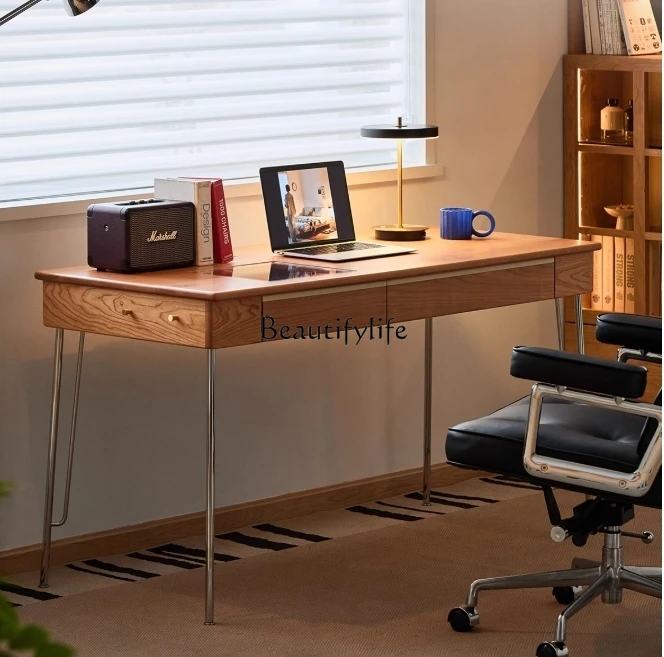 

Solid wood Nordic cherry wood desk chairs Japanese computer learning desk
