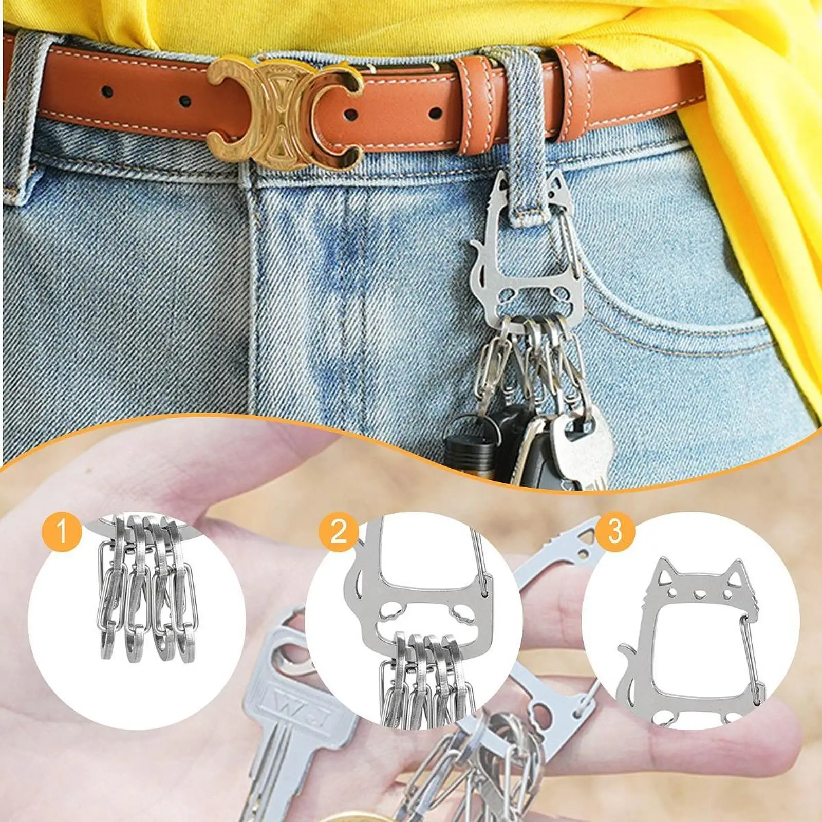 พวงกุญแจโลหะใส่ของจำเป็นในชีวิตประจำวันสำหรับผู้หญิงที่บ้านในวันครบรอบ