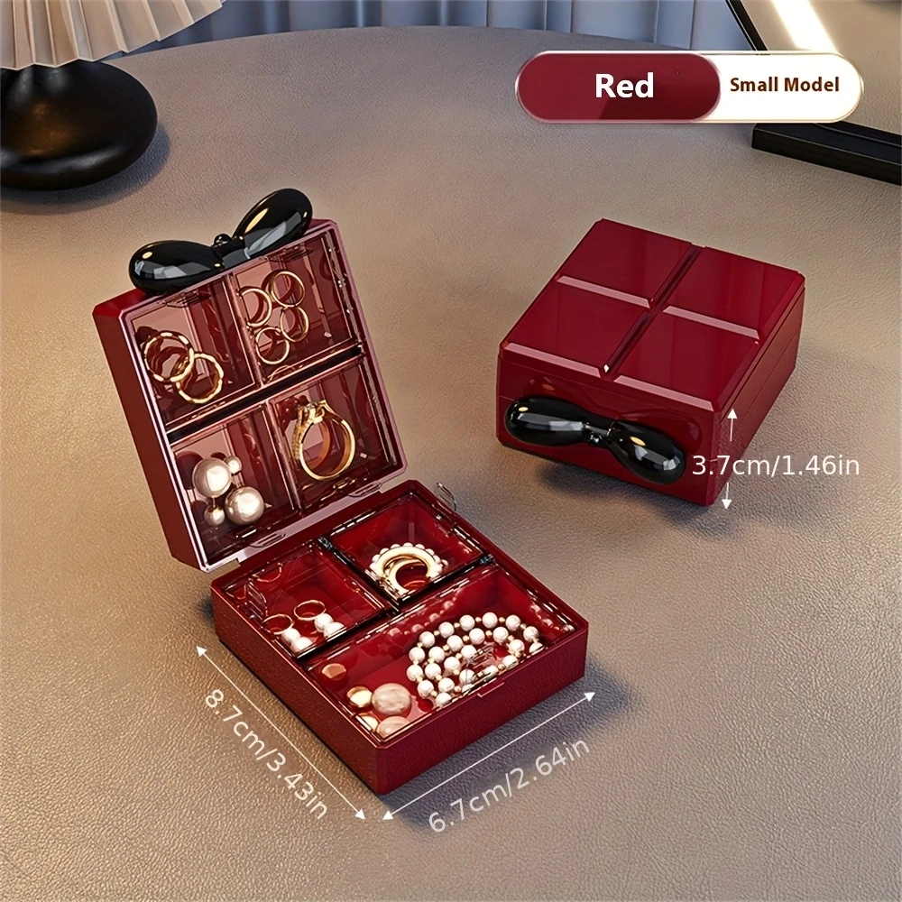 Portable Jewelry Storage Box,Desk Organizer, Compact with Multiple Compartments, Essential for Travel to Prevent Oxidation