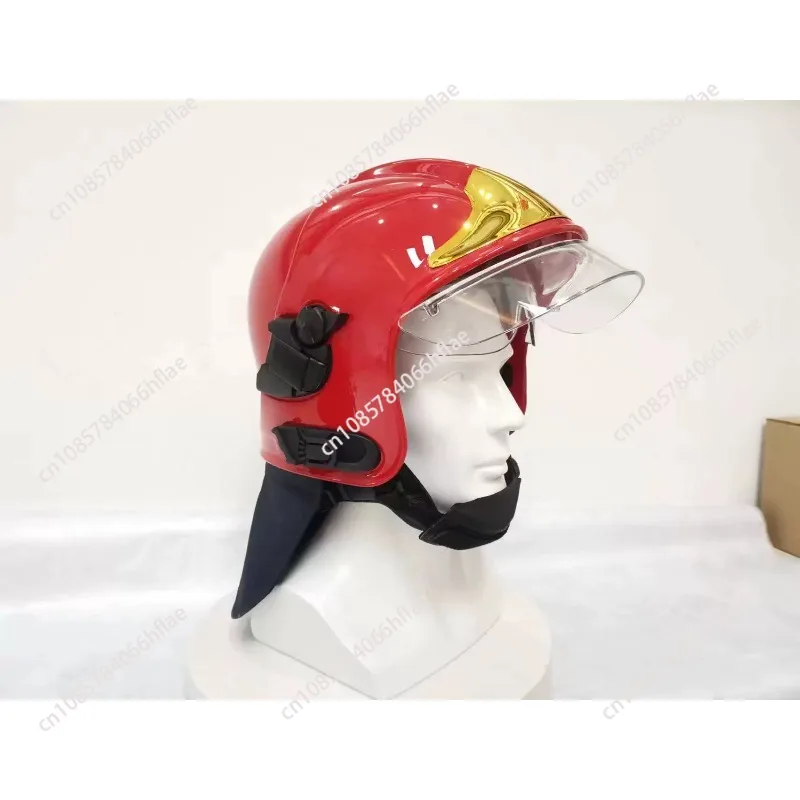 Gold Plated Film Full Face Fire Helmet, Double-Sided Shield Pressure Resistant Safety Helmet view 5
