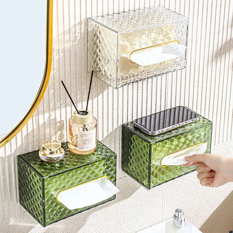 Household Tissue Box Transparent Desktop Tissue Box Pumping Paper Storage Box Living Room Dining Roo